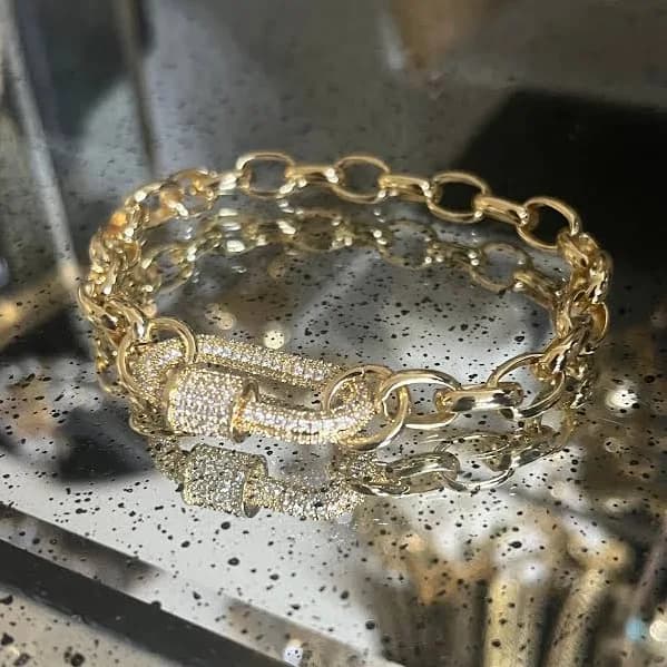 Chunky Chain Bracelet with Pave Clasp
