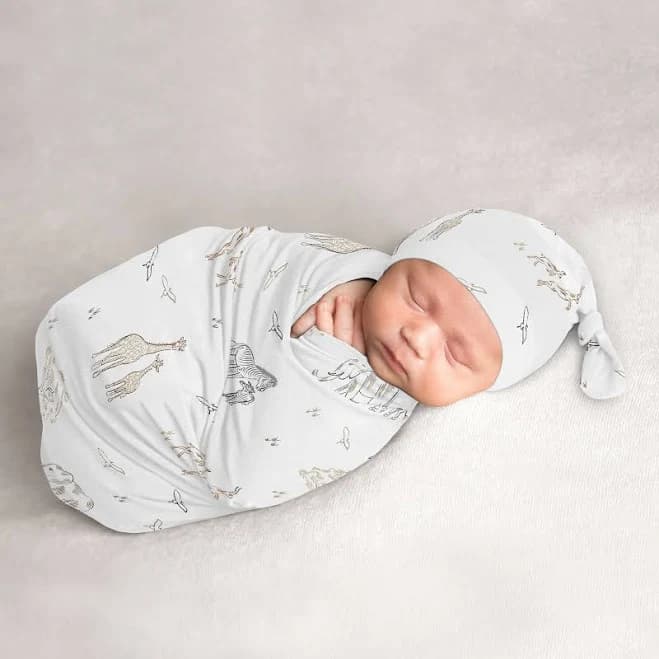 Sweet Jojo Designs Serengeti Animals Baby Cocoon and Beanie Hat Sleep Sack Set