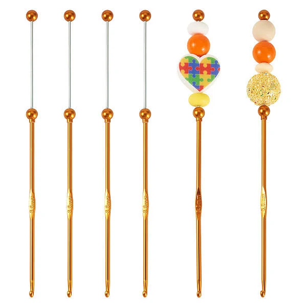 Cobeads 4Pcs DIY Alloy Beadable Crochet Hooks
