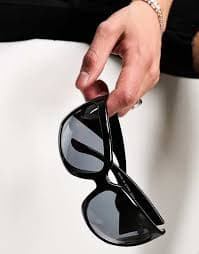 ASOS DESIGN oversized bug eye sunglasses with smoke lens in black | ASOS