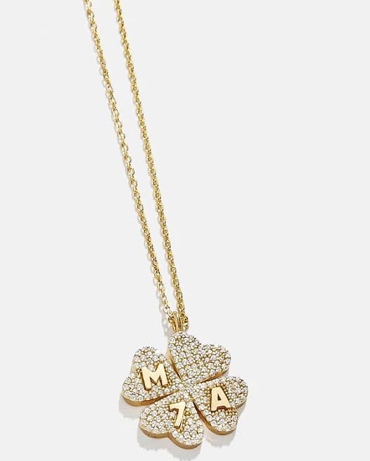 BaubleBar Clover Initial Pendant Necklace