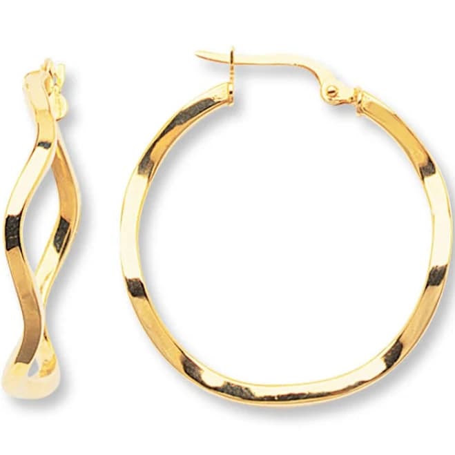 14K Yellow Gold Geometric Hoop Earrings