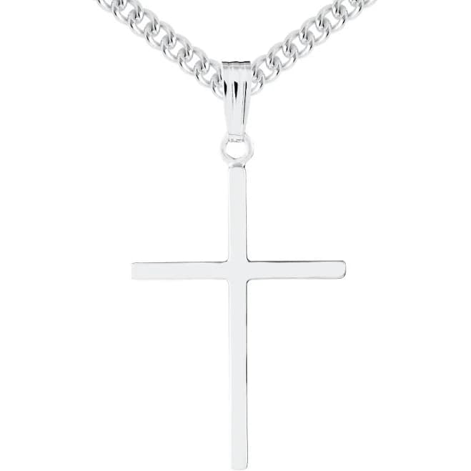 Sterling Silver Shadow Cross Pendant Necklace for Men