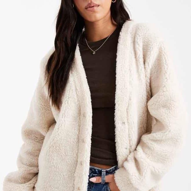 ASOS Longline Teddy Fleece Oversized Cardigan