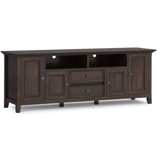 simpli home Amherst 72 inch Wide Solid Wood Transitional TV Stand