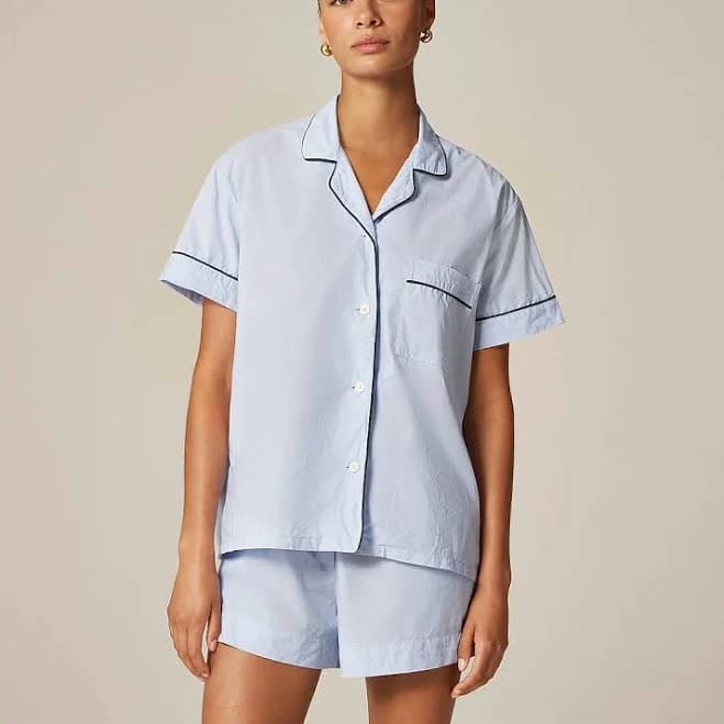 J.Crew Women's End-on-End Cotton Pajama Short Set