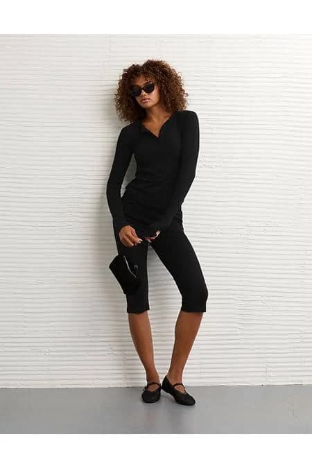 AE Women's Long Sleeve Henley T-Shirt