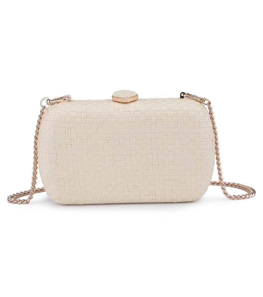Woven Clutch with Gold Chain