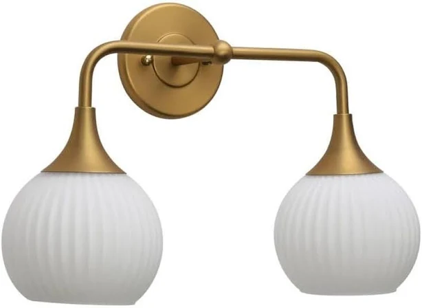 2-lights Milky Globe Wall Sconce Light