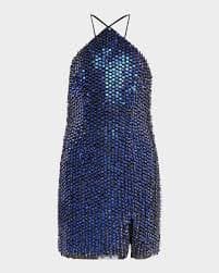 Alice + Olivia Dru Embellished Metallic Jacquard Mini Dress | Neiman Marcus
