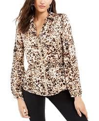 Thalia Sodi Women's Printed Zip Peplum Top Brown Size X-Small - Walmart.com