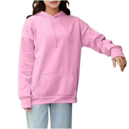 akoee Womens Plain Pullover Hoodies with Pocket Long Sleeve Casual Drawstring Hooded Sweatshirts Fall Spring Clothes