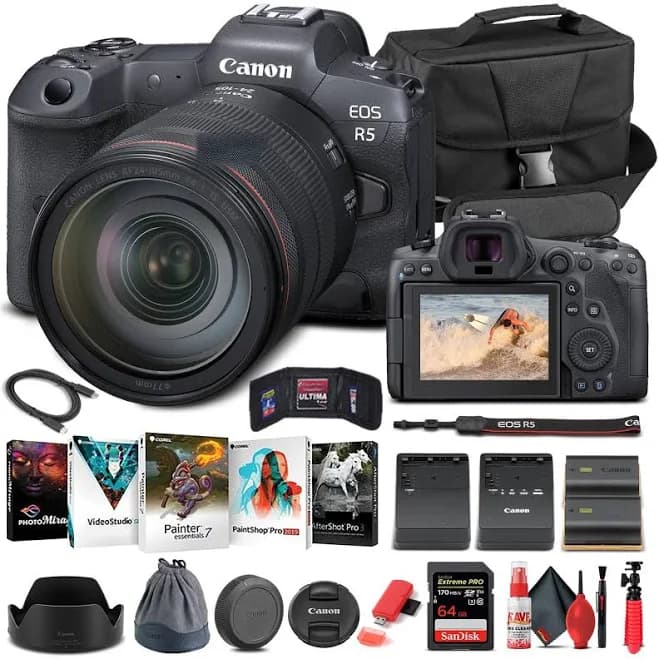 CANON INTL. Canon Eos R5 Mirrorless Camera W/ 24-105MM F/4L Lens 4147C013 - Basic Bundle