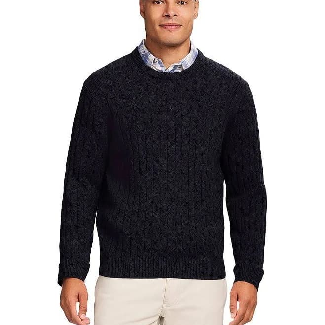 Izod Men's Cable Knit Crew Neck Sweater