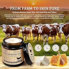 Amazon.com: ELBBUB Whipped Tallow Cream for Face & Body - 100% Grass-Fed Beef Tallow, Natural Honey & Beeswax Moisturizer, Deep Hydration & Nourishment, Oil-Free & Unscented, Fast Absorbing : Beauty & Personal