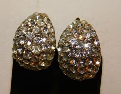 Elegant Fancy Dress Rhinestone Silver tone Clip on Earrings 12h 6 | eBay