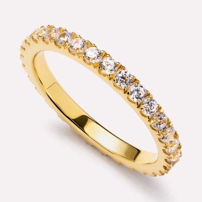 Ana Luisa Celine Cubic Zirconia Double Band Stackable Ring in Yellow Gold