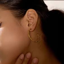 Large Hoop Earrings Zac's Alter Ego Bamboo Style Earrings – Gold & Silver Patterned, 9.7cm Diameter – Elegant Gift For Women Casual Formal Earrings
