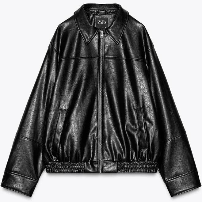 Zara Faux Leather Bomber Jacket Women
