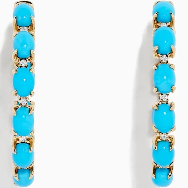 Effy 14K Yellow Gold Turquoise Hoop Earrings