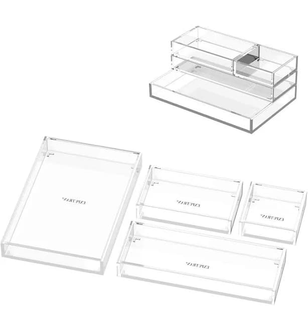 exputran acrylic desk organizer for office or home stackable 4-pack