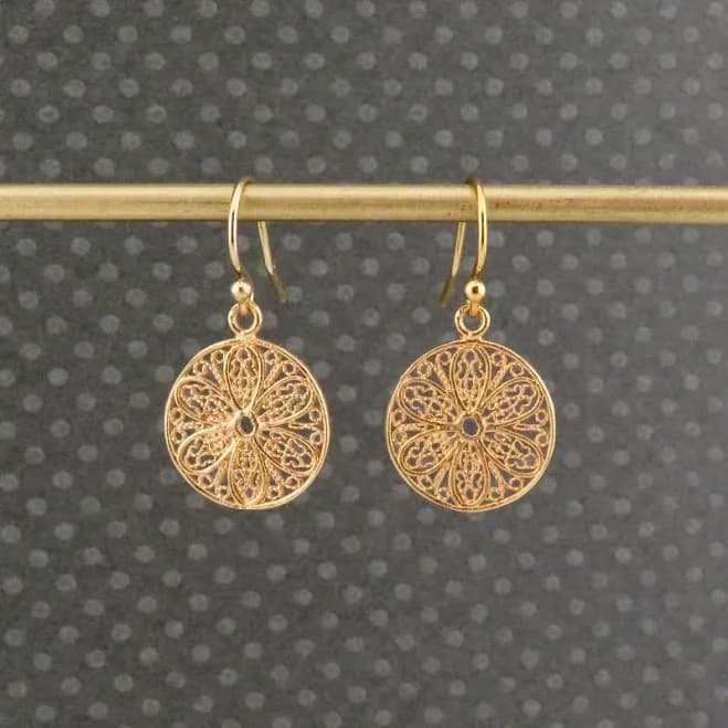 Unique Gold Lace Mandala Earrings