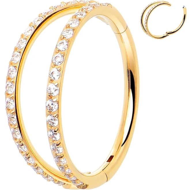 body candy Micro Gem Hypoallergenic Titanium Hinged Double Nose Hoop Ring Piercing