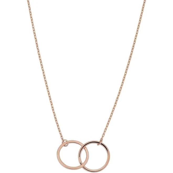 14K Gold Double Circle Pendant Necklace