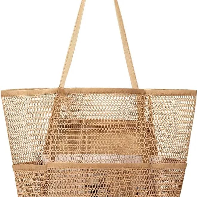 Foldable Large Capacity Nylon Tote Bag with Mesh Panels