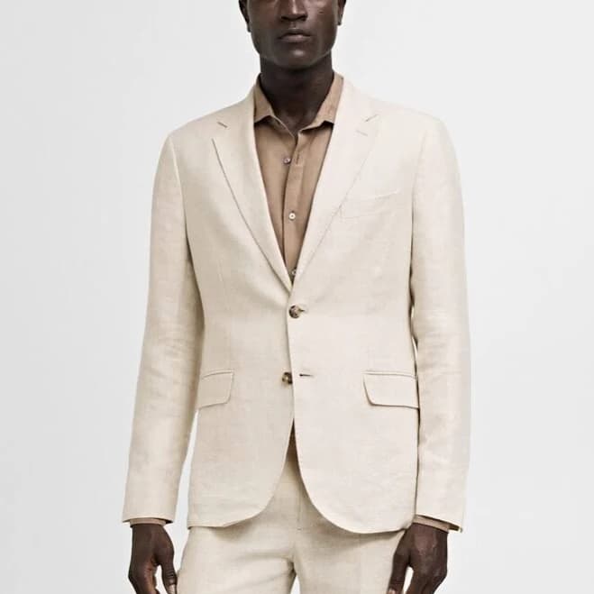 MANGO Men's Slim-Fit Linen Suit Blazer