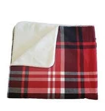 Aspen Throw Blanket Plaid Holiday Christmas Rustic Soft Fleece 58x51 Red Black