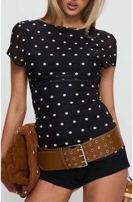 Princess Polly Women's Polka Dot Mesh Top