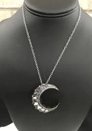 CLYDE DUNEIER Sterling Silver CZ Half Moon Pendent Brooch Necklace Lunar Space | eBay