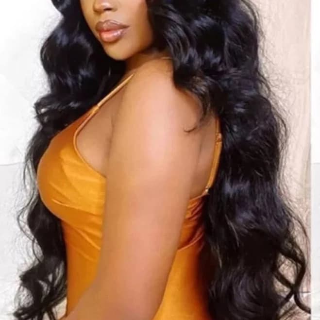 Amazon 30" Body Wave 13x4 Lace Front 220 Density Human Hair Wig - New Women | Color: Black