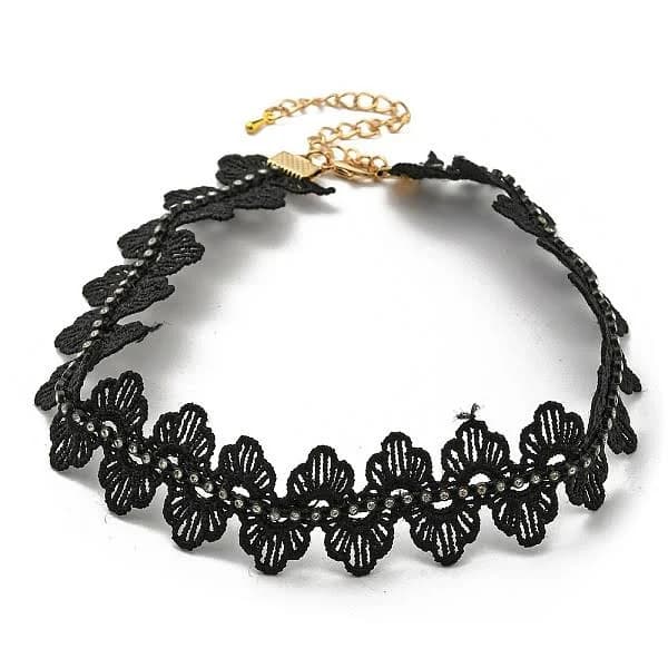 Polyester Lace Rhinestone Choker Necklace