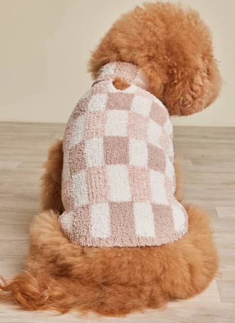 Barefoot Dreams CozyChic Tile Check Pet Sweater in Grey