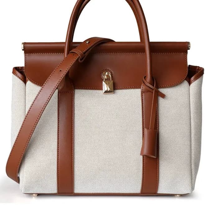 Canvas and Leather Tote Bag