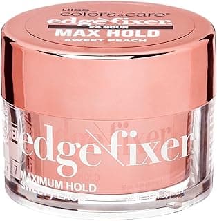KISS COLORS & CARE Maximum Hold Edge Fixer, 24 Hour Scented Styling Hair Gel with Biotin, Non-Greasy, Long-Lasting Moisture & Shine for All Hair Types, 30 mL (1.01 US fl. oz.), Sweet Peach