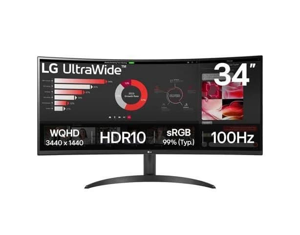LG UltraWide 34WR50QK-B 34" Wqhd Curved Monitor