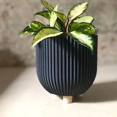 Wood Indoor Planter "Bowl" Black Wood Finish