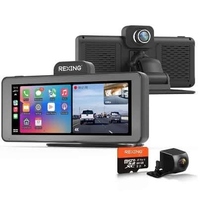 Rexing Wireless Apple CarPlay Android Auto Display 4K Dash Cam