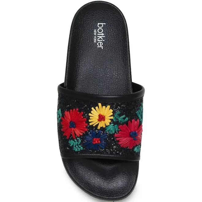 Daisy Bright Floral Slide Sandal Embellished Size 7 Black
