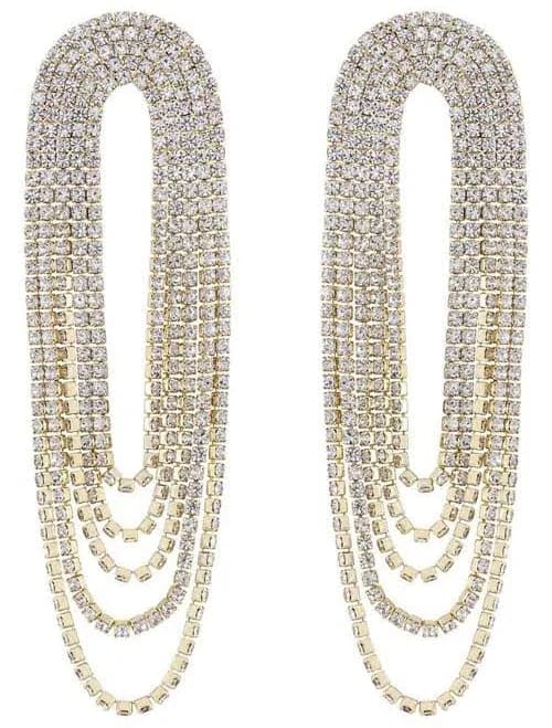 Ettika 18K Gold-Plated Crystal Drape Fringe Earrings