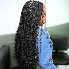 Amazon.com : Jet Black Deep Wave Boho Hair for Braiding 1# Synthetic Brown Curly Braiding Hair for Boho Braids : Beauty & Personal Care