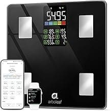 Arboleaf Smart Scale with BMI, Body Fat, Muscle Mass, 14 Composition Metrics, Large LED Display, Digital Bathroom Scale for Weight, Accurate Weighing Machine, App Sync, 500lbs, 11.8"