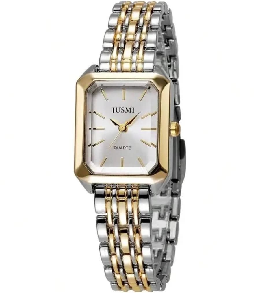 Two-Tone Rectangular Metal Watch