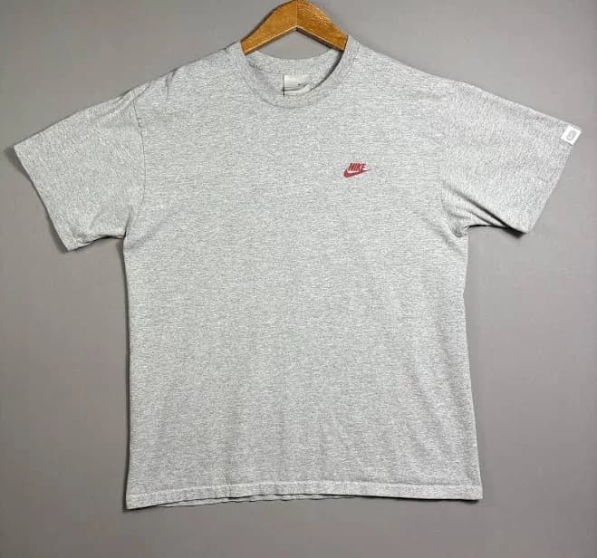 Vintage Y2k Nike Grey Tag T Shirt Red Logo Tee No Finish Line Quote