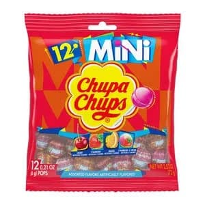 Chupa Chups Mini Lollipops, Assorted Flavors, 12-pc Pack.