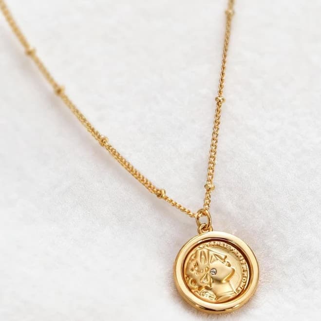 18K Gold Plated Minimalist Roman Coin Pendant Necklace