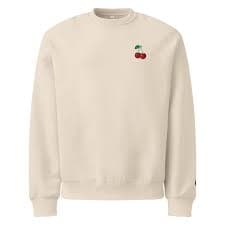 Cherry Stitch Sweatshirt | Embroidered Oversized Fleece | Hand-painted Design + Signature Sleeve Logo - Etsy